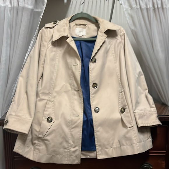 Host Pick Loft Women's Size 4 Petite Tan Pea Coat W/Pockets - Picture 4 of 15
